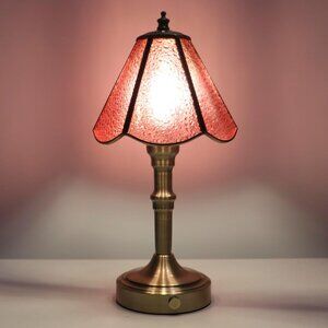 Stained Glass Touch Table Lamp 3-Way Dimmable (Pink Diamond Glass)  12" High